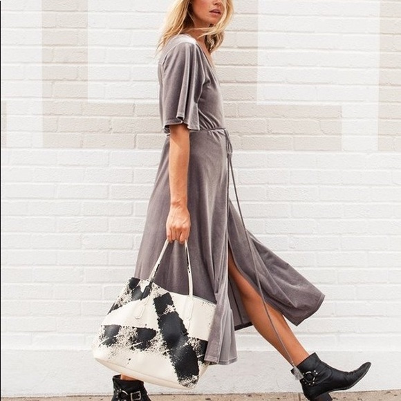 Pearl-Silver Velvet Zara Midi dress - Picture 5 of 5